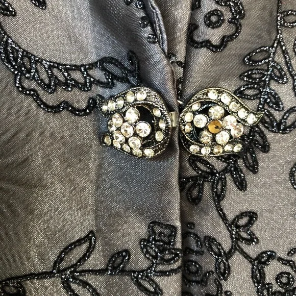 R&M RICHARDS Gunmetal Embroidered Floral Duster Jacket organza style 18 - Picture 7 of 16